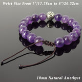 Men's Women Amethyst Adjustable Braided Bracelet 925 Sterling Silver Dragon Bead DiyNotion BR921