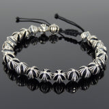 Men's Women Adjustable Braided Bracelet 925 Sterling Silver Cross Beads DiyNotion BR923