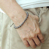 Men's Women Adjustable Braided Bracelet 925 Sterling Silver Cross Beads DiyNotion BR923