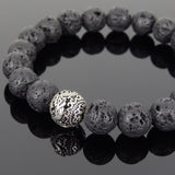 Men Women Lava Rock Sterling Silver Bracelet Dragon Bead DiyNotion Handmade BR925