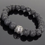 Men Women Lava Rock Sterling Silver Bracelet Dragon Bead DiyNotion Handmade BR925