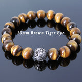 Mens' Women Brown Tiger Eye Sterling Silver Bracelet Dragon Bead DiyNotion Handmade BR926