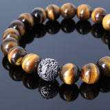 Mens' Women Brown Tiger Eye Sterling Silver Bracelet Dragon Bead DiyNotion Handmade BR926