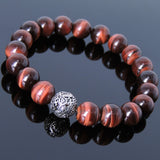 Mens' Women Red Tiger Eye Sterling Silver Bracelet Dragon Bead DiyNotion Handmade BR927