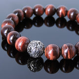 Mens' Women Red Tiger Eye Sterling Silver Bracelet Dragon Bead DiyNotion Handmade BR927