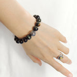 Mens' Women Brown Blue Tiger Eye Sterling Silver Bracelet Dragon Bead DiyNotion Handmade BR928