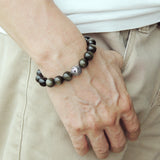 Mens' Women Golden Obsidian Sterling Silver Bracelet Dragon Bead DiyNotion Handmade BR930