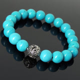 Mens' Women Blue Turquoise Sterling Silver Bracelet Dragon Bead DiyNotion Handmade BR931