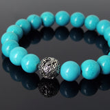 Mens' Women Blue Turquoise Sterling Silver Bracelet Dragon Bead DiyNotion Handmade BR931