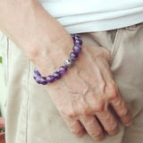 Mens' Women Amethyst Sterling Silver Bracelet Dragon Bead DiyNotion Handmade BR932