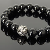 Men Women Bright Black Onyx Sterling Silver Bracelet Dragon Bead DiyNotion Handmade BR933
