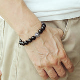 Men Women Bright Black Onyx Sterling Silver Bracelet Dragon Bead DiyNotion Handmade BR933