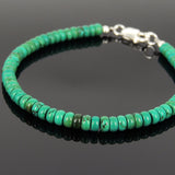 Men's Women Bracelet African Green Turquoise 925 Sterling Silver Clasp DiyNotion Handmade BR384