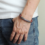 Men's Women Red Tiger Eye Bracelet 925 Sterling Silver Lotus Charm DiyNotion Handmade BR1032