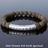 Men's Women Agarwood 990 Sterling Silver Mala Bracelet OM Charm Handmade DiyNotion BR934