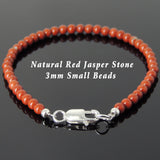 Men's Women Red Jasper Stone Sterling Silver Bracelet Natural Gemstone DiyNotion Handmade BR935