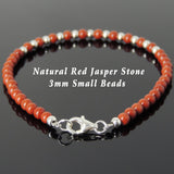 Men's Women Red Jasper Stone Sterling Silver Bracelet Natural Gemstone DiyNotion Handmade BR936