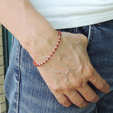 Men's Women Red Jasper Stone Sterling Silver Bracelet Natural Gemstone DiyNotion Handmade BR936