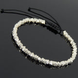 Men's Women Adjustable Braided Bracelet 925 Sterling Silver Handmade Nugget Beads DiyNotion BR937