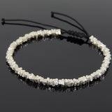 Men's Women Adjustable Braided Bracelet 925 Sterling Silver Handmade Nugget Beads DiyNotion BR937