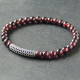Men's Women Garnet Sterling Silver Bracelet Gemstone 925 Stamp Lucky Charm DiyNotion Handmade BR938