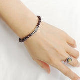 Men's Women Garnet Sterling Silver Bracelet Gemstone Lotus Charm DiyNotion Handmade BR939