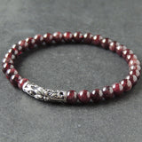 Men's Women Garnet Sterling Silver Bracelet Gemstone Lotus Charm DiyNotion Handmade BR939