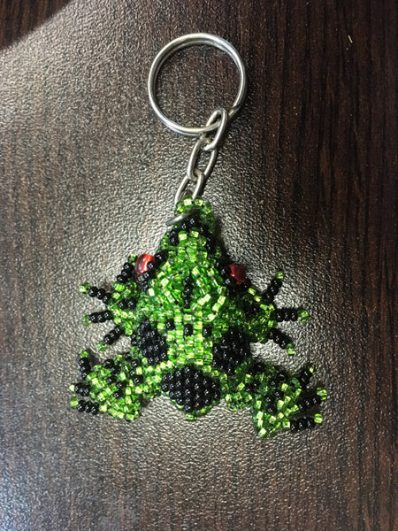 Colorful Glass Beaded Frog Keychain - Guatemala Keychain - Frog Keychain