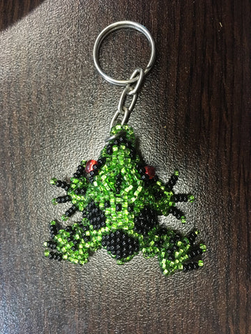 Colorful Glass Beaded Frog Keychain - Guatemala Keychain - Frog Keychain