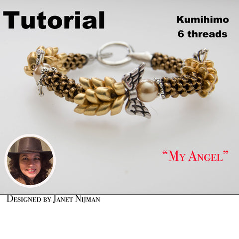 Kumihimo pattern tutorial 6 threads  "My Angel" bracelet Kumihimo Style