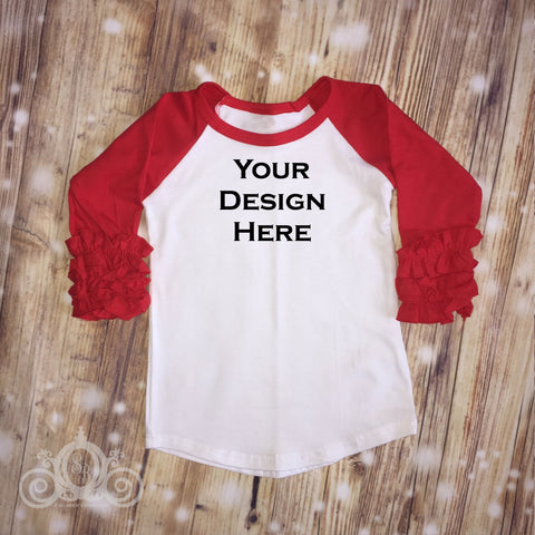 Labor Day, Girls Red Custom Icing Ruffle Raglan Personalized Shirt Girl Baby Shower Gift Toddler Shirt