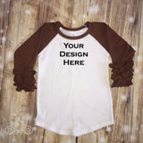 Brown Custom Icing Ruffle Raglan Personalized Shirt Girl Baby Shower Gift Toddler Shirt