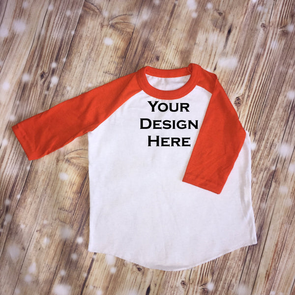 Orange Custom Unisex Raglan Personalized Shirt Girl Boy Baby Shower Gift Toddler Shirt
