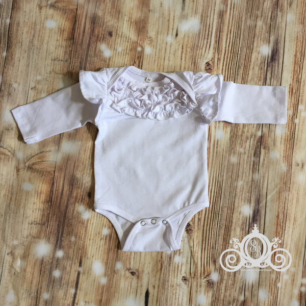 White Custom Ruffle Neck Onesie Personalized Shirt Girl Baby Shower Gift Toddler Shirt Birth Announcement