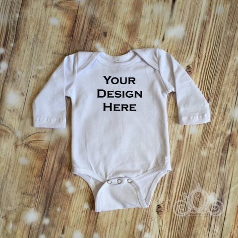 White Custom L/S Onesie Personalized Shirt Girl Boy Baby Shower Gift Toddler Shirt Birth Announcement