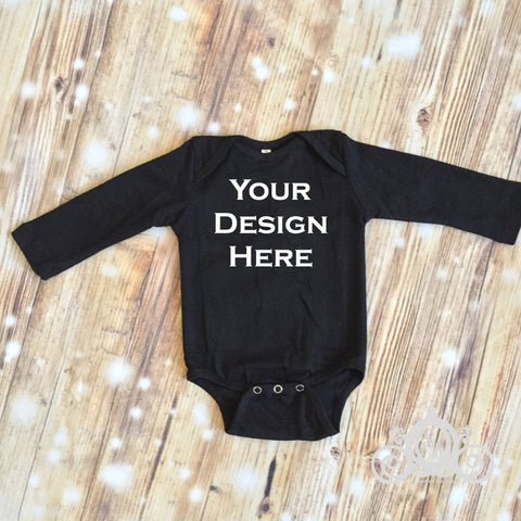 Black Custom L/S Onesie Personalized Shirt Girl Boy Baby Shower Gift Toddle  Shirt Birth Announcement