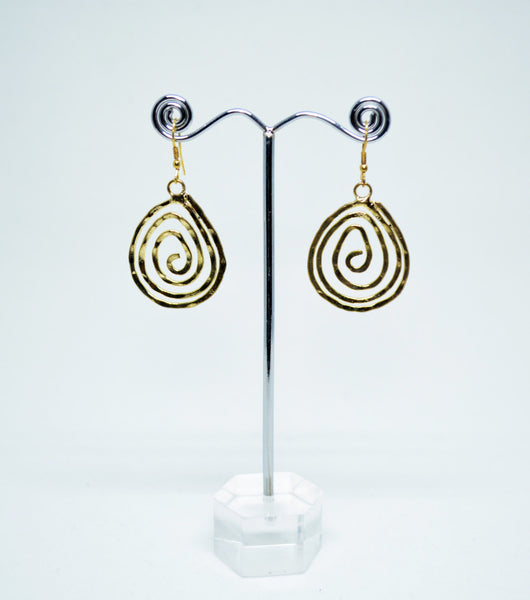 Wire Dangle Earrings Hammered Brass Earrings Drop Earrings Spiral Motif Boho Ethnic Drop Earrings Wedding Gift Women Gift Idea Orecchini