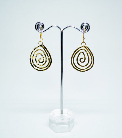 Wire Dangle Earrings Hammered Brass Earrings Drop Earrings Spiral Motif Boho Ethnic Drop Earrings Wedding Gift Women Gift Idea Orecchini