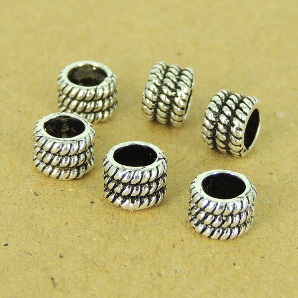 6 PCS 925  Sterling Silver Barrel Spacers Vintage WSP498X6 Wholesale: See Discount Coupons in Item Details
