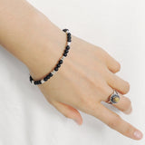 Men's Women Matte Black Onyx Adjustable Braided Bracelet 925 Sterling Silver Nugget Beads DiyNotion BR947
