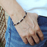 Men's Women Matte Black Onyx Adjustable Braided Bracelet 925 Sterling Silver Nugget Beads DiyNotion BR947