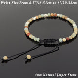 Men's Women Jasper Stone Adjustable Braided Bracelet 925 Sterling Silver Nugget Beads DiyNotion BR949