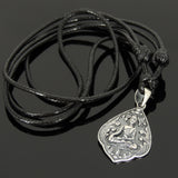 Men's Women Adjustable Necklace 925 Sterling Silver Sakyamuni Buddha Pendant with Wax Rope DiyNotion NK159