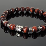 Men's Women Red Tiger Eye Tibetan Silver Bracelet with Buddha Bead OM Spacers DiyNotion Handmade T316