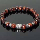 Men's Women Red Tiger Eye Tibetan Silver Bracelet with Buddha Bead OM Spacers DiyNotion Handmade T316