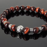 Men's Women Red Tiger Eye Tibetan Silver Bracelet with Lotus Bead OM Spacers DiyNotion Handmade T317