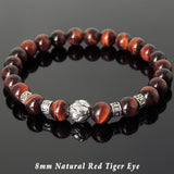 Men's Women Red Tiger Eye Tibetan Silver Bracelet with Lotus Bead OM Spacers DiyNotion Handmade T317