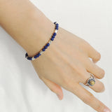 Men's Women Lapis Adjustable Braided Bracelet 925 Sterling Silver Nugget Beads DiyNotion BR950