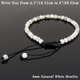 Men's Women White Howlite Adjustable Braided Bracelet 925 Sterling Silver Nugget Beads DiyNotion BR952