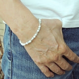 Men's Women White Howlite Adjustable Braided Bracelet 925 Sterling Silver Nugget Beads DiyNotion BR952